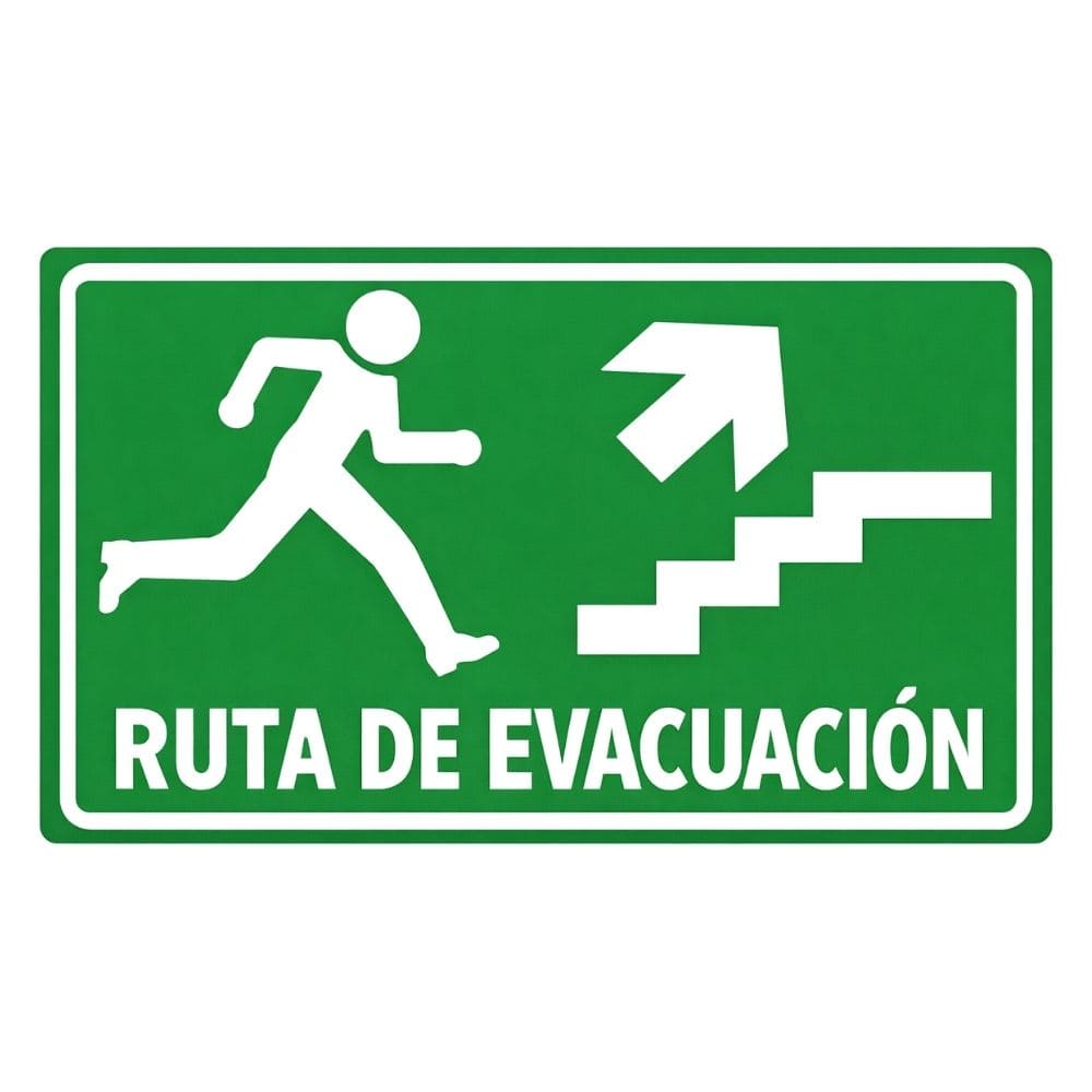 SEÑALAMIENTO RUTA EVACUACION DERECHA ESCALERA ARRIBA 30 X 20