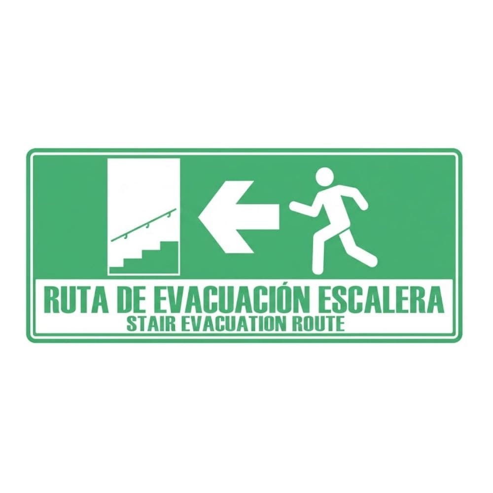 SEÑALAMIENTO RUTA EVACUACION IZQUIERDA ESCALERA 30X20 FOTO
