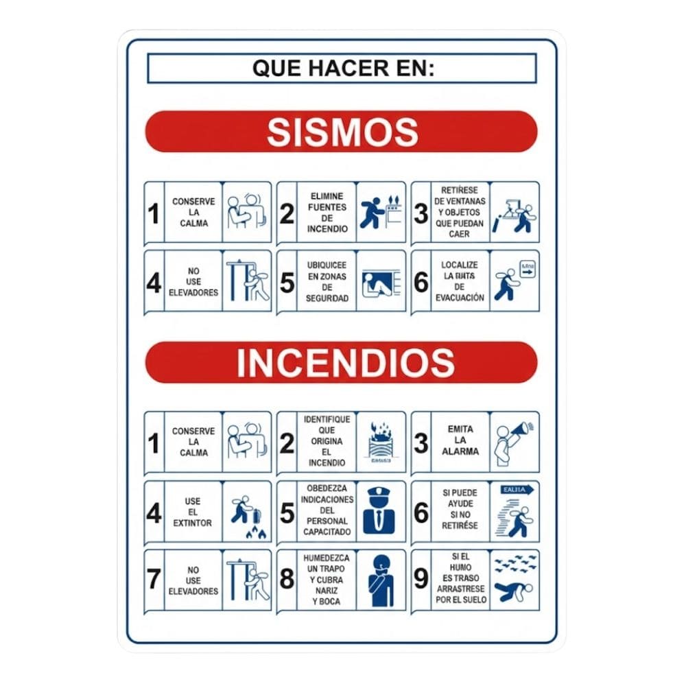 SEÑALAMIENTO SISMO E INCENDIO 30 X 40