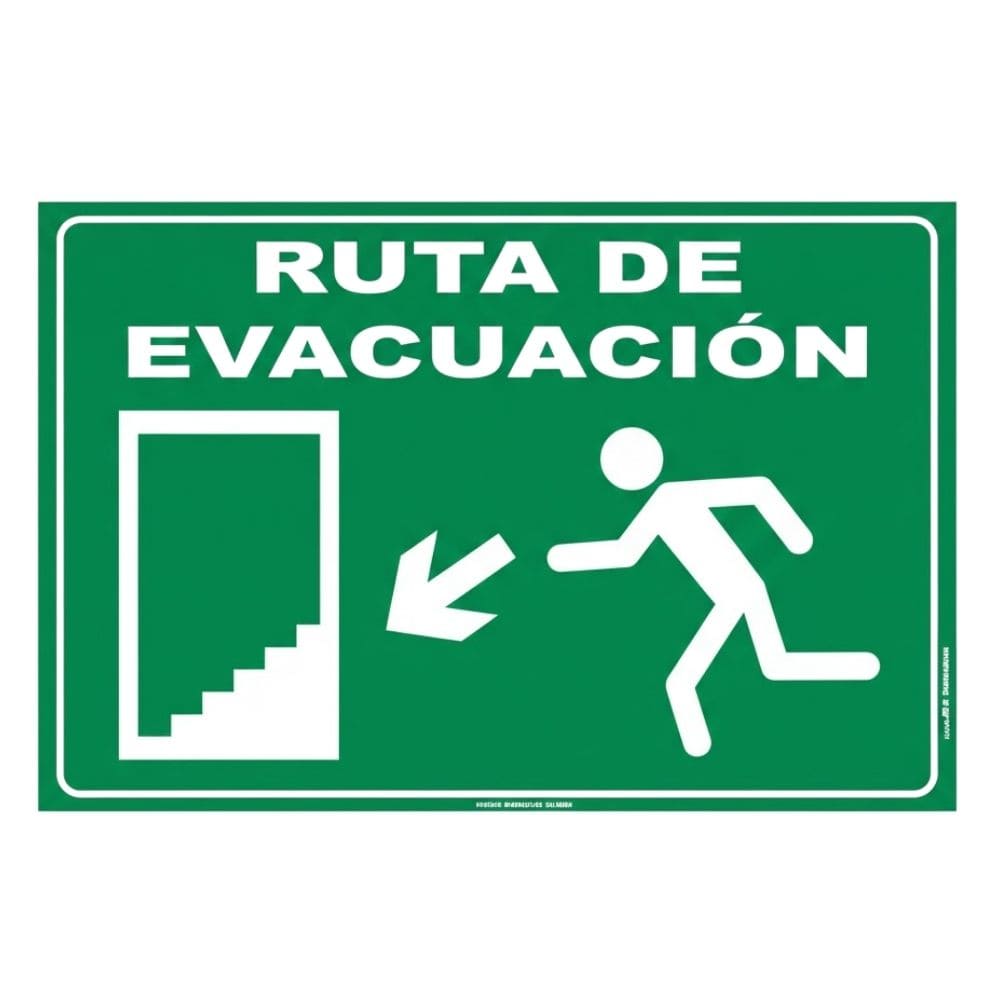 SEÑALAMIENTO RUTA EVAC. ESCALERA ABAJO IZQUIERDA 40 X 20