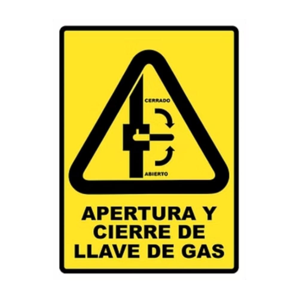SEÑALAMIENTO PRECAUCION VALVULA DE GAS 28 X 36