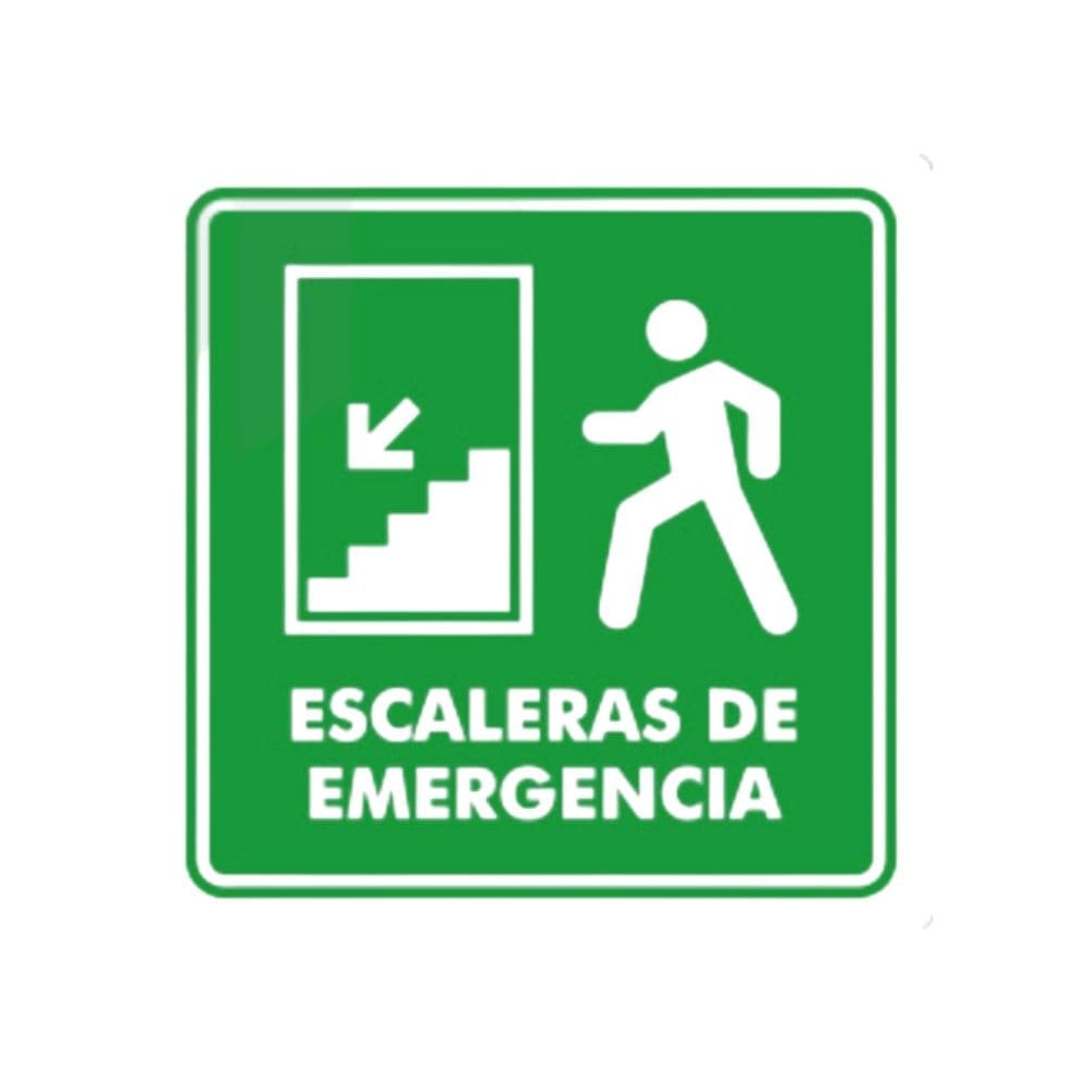 SEÑALAMIENTO ESCALERA DE EMERGENCIA IZQUIERDA ABAJO 30 X 20