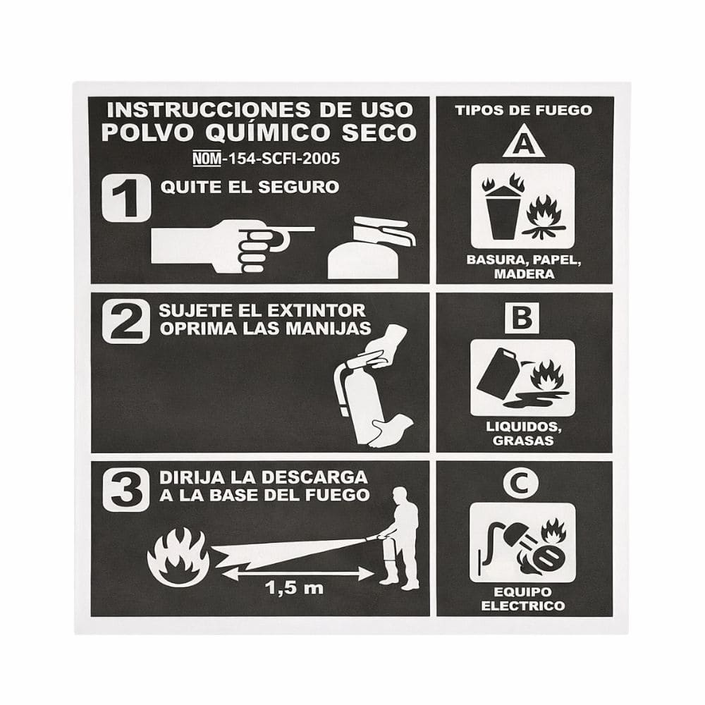 ETIQUETA INSTRUCCIONES EXTINTOR AUTOMOTRIZ PQS