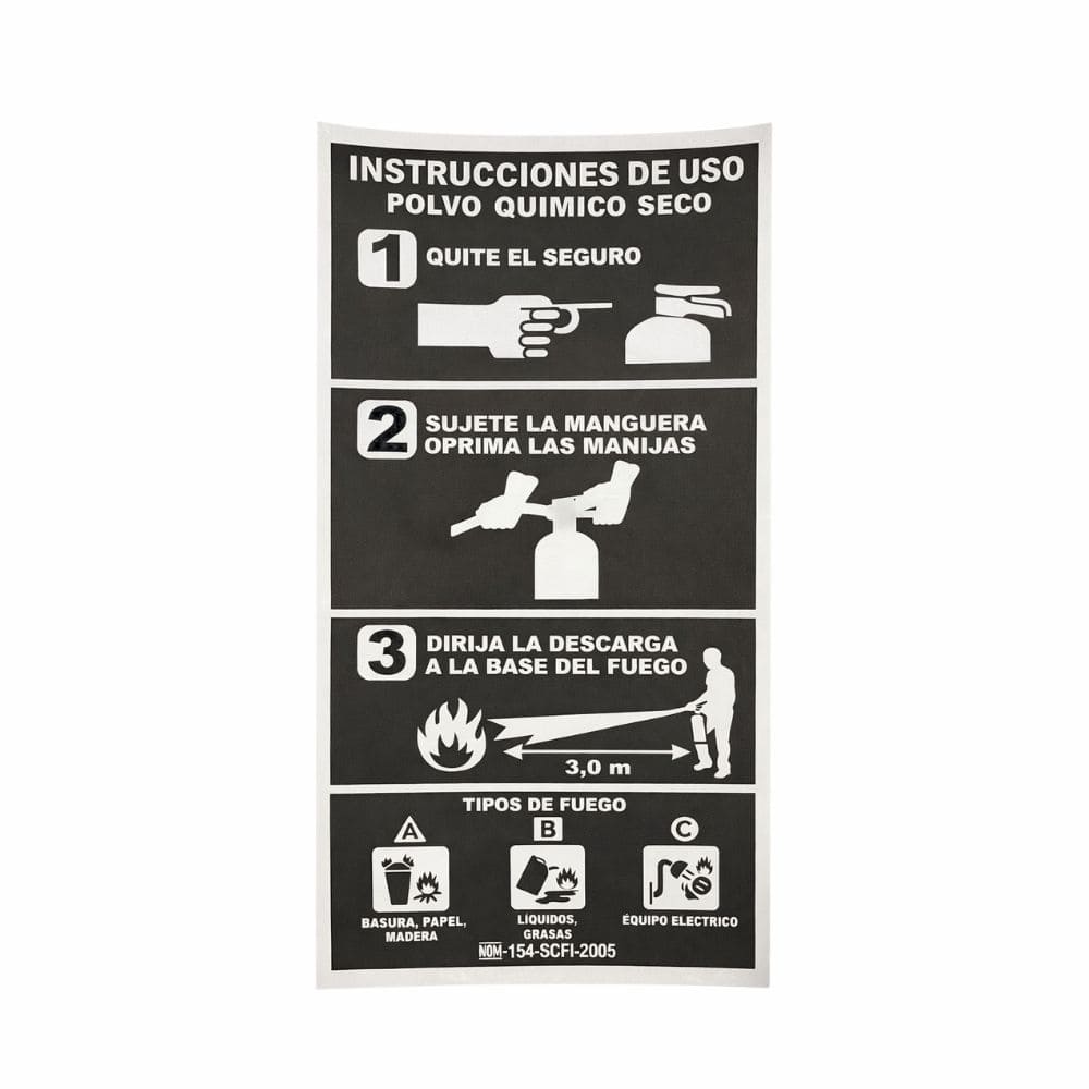 ETIQUETA INSTRUCCIONES EXTINTOR PORTATIL PQS