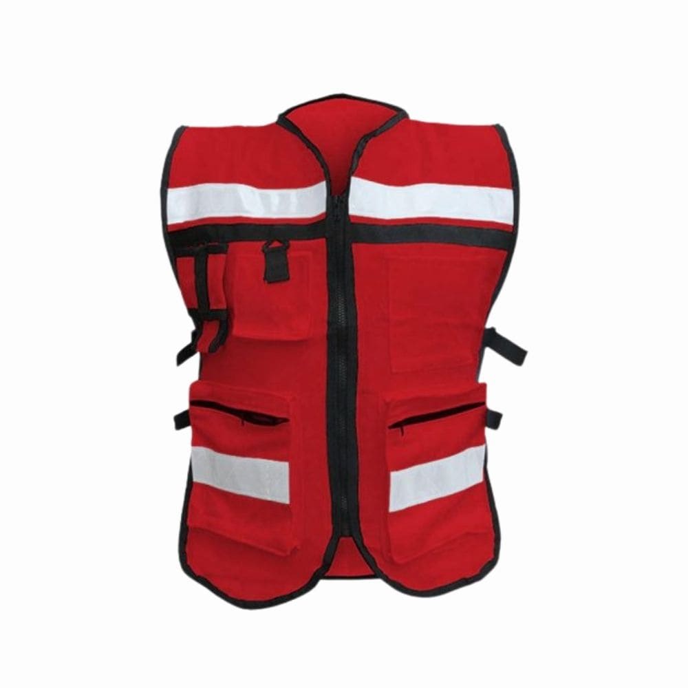 CHALECO RESCATISTA CON CINTAS REFLEJANTES "ROJO"
