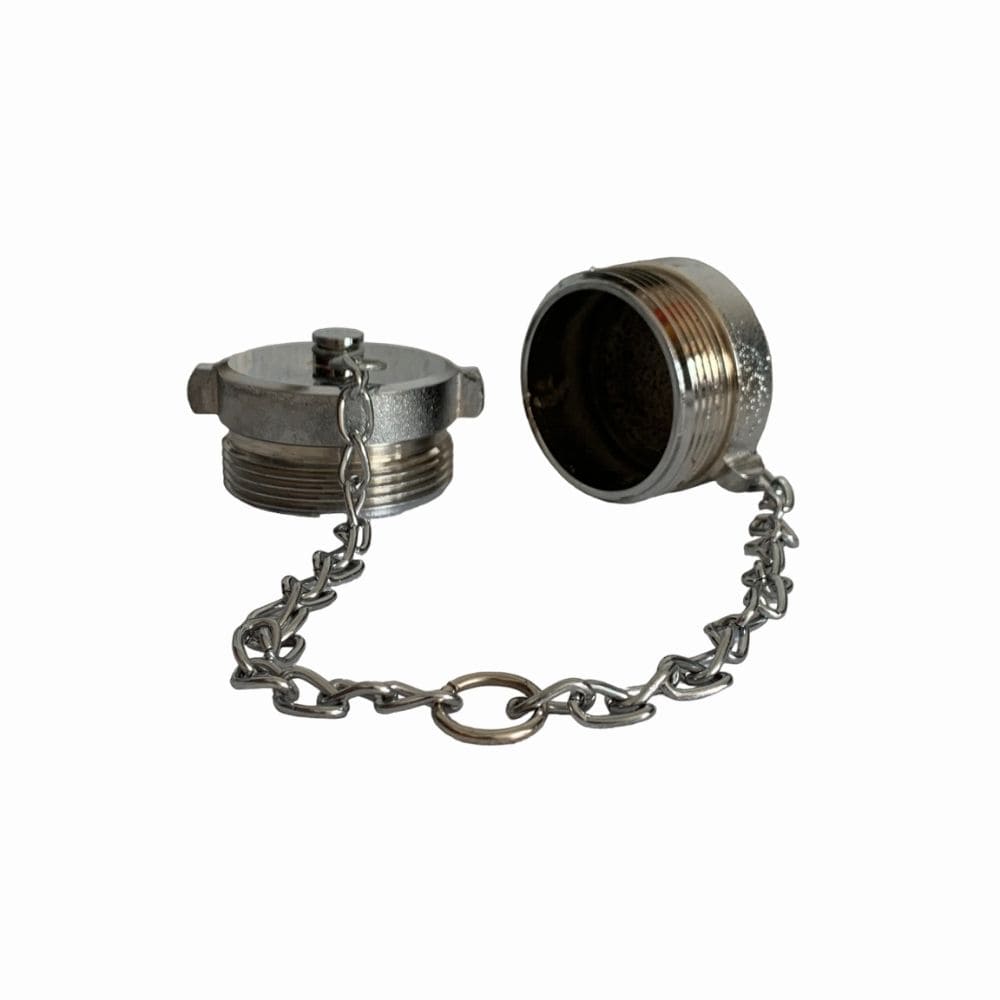 TAPON TOMA SIAMESA MACHO 2.5" NST CROMO METAL C/CADE (PZA)