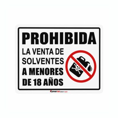 SEÑALAMIENTO PROH LA VENTA DE SOLV A MEN. 18 AÑOS 20 X 25