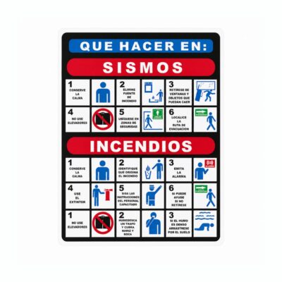 SEÑALAMIENTO SISMO / INCENDIO 20 X 25