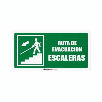 SEÑALAMIENTO RUTA DE EVACUACIÓN IZQUIERDA  ABAJO ESCAL 30X15