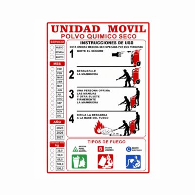 ETIQUETA DE INSTRUCCION P/C UNIDAD MOVIL PQS 25.5 X 35