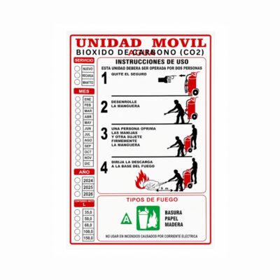ETIQUETA DE INSTRUCCION P/C UNIDAD MOVIL AGUA 25.5 X 35