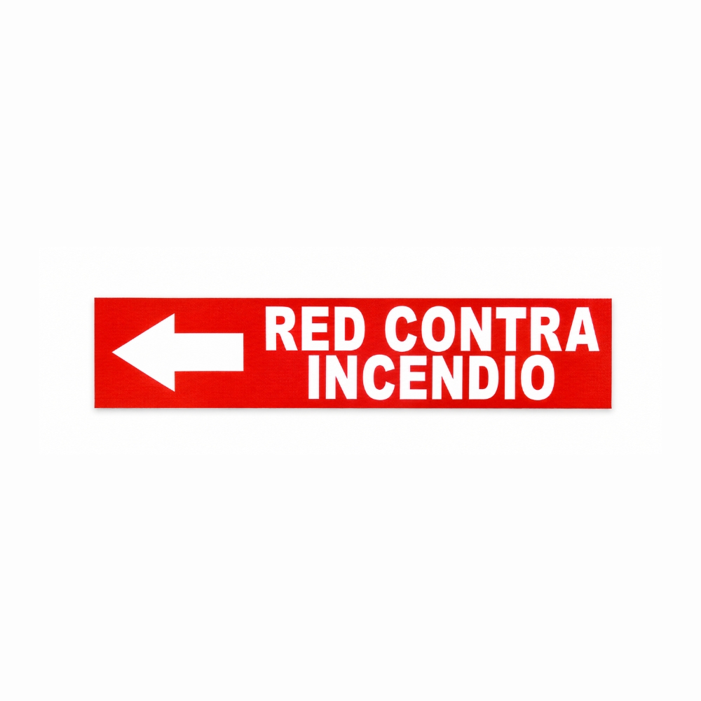 ETIQUETA P/ TUBERIA RED CONTRA INCENDIO FLECHA IZQ15 X 3.5