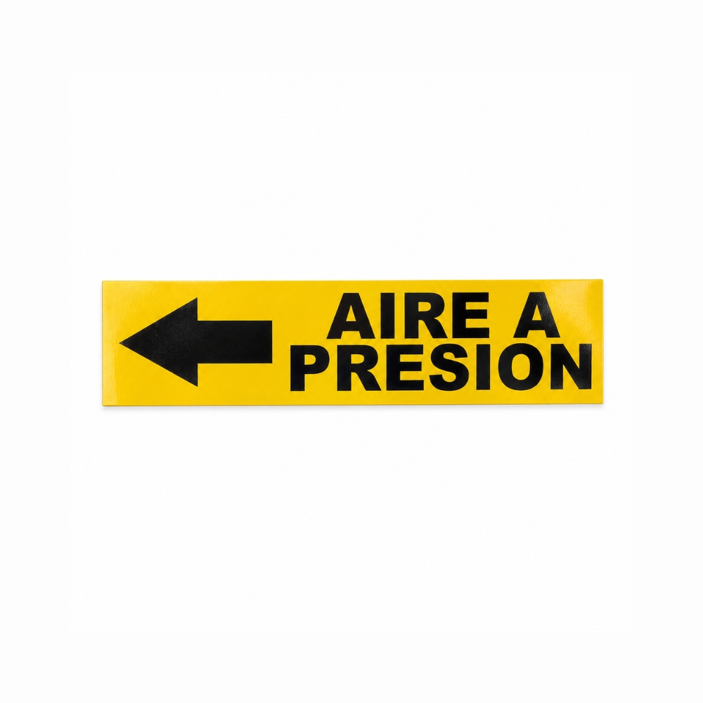 ETIQUETA P/ TUBERIA AIRE A PRESION FLECHA IZQ 15 X 3.5