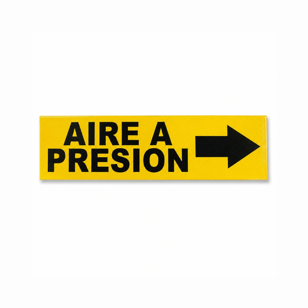 ETIQUETA P/ TUBERIA AIRE A PRESION FLECHA DERECHA 15 X 3.5