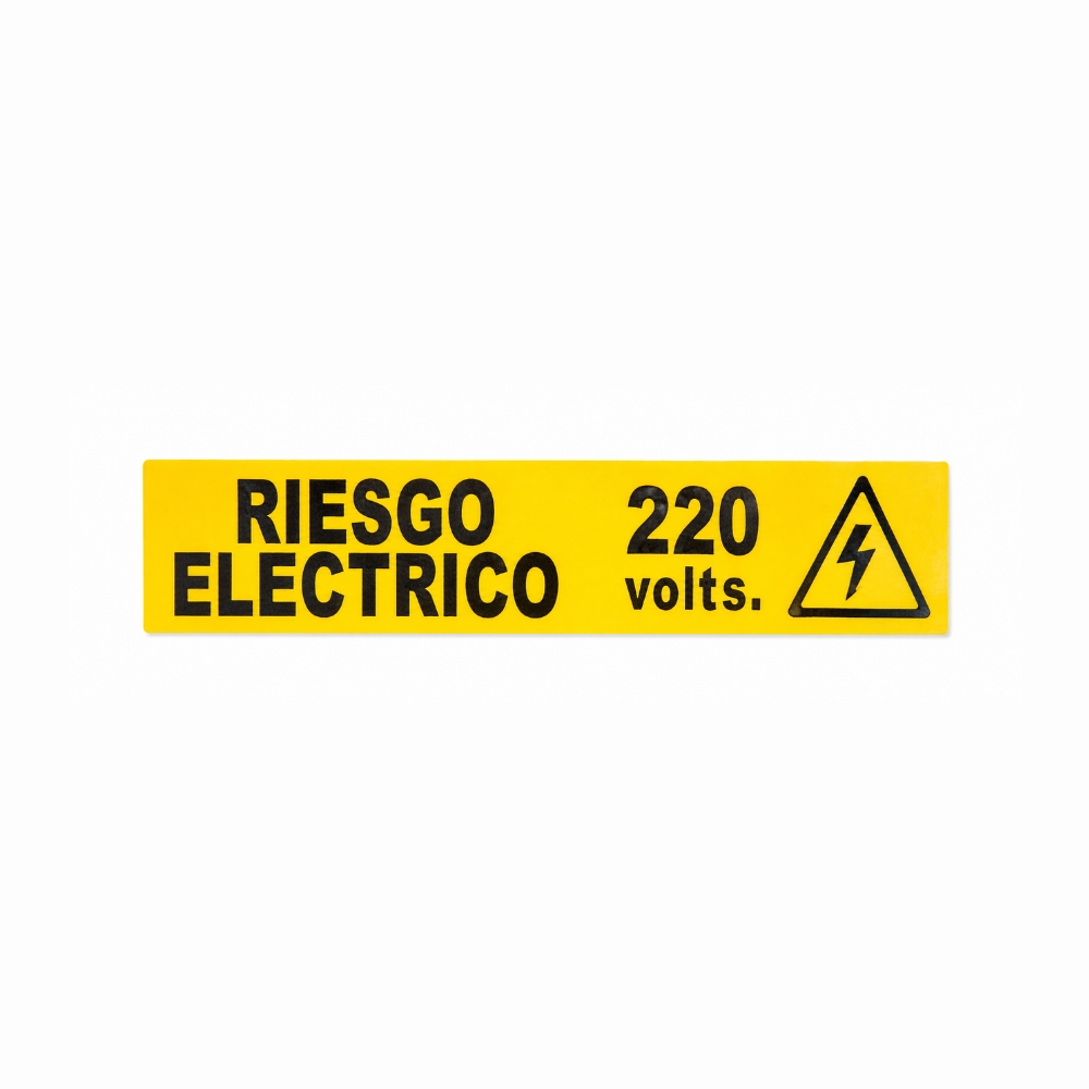 ETIQUETA P/ TUBERIA RIESGO ELECTRICO 220 V 15 X 3.5
