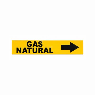 ETIQUETA P/ TUBERIA GAS NATURAL FLECHA DERECHA 15 X 3.5