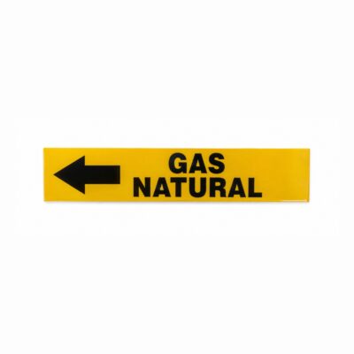 ETIQUETA P/ TUBERIA GAS NATURAL FLECHA IZQUIERDA 15 X 3.5