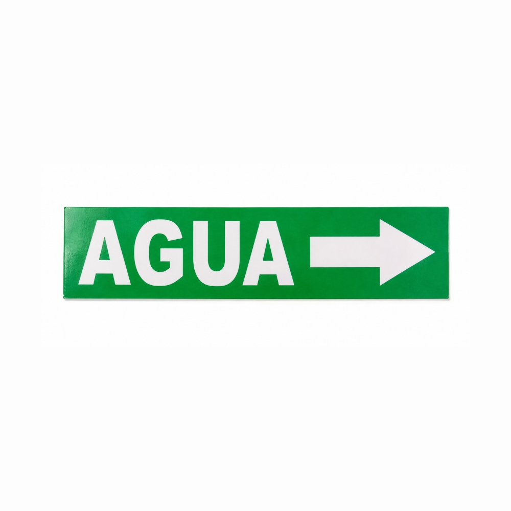 ETIQUETA P/ TUBERIA AGUA FLECHA DERECHA 15 X 3.5