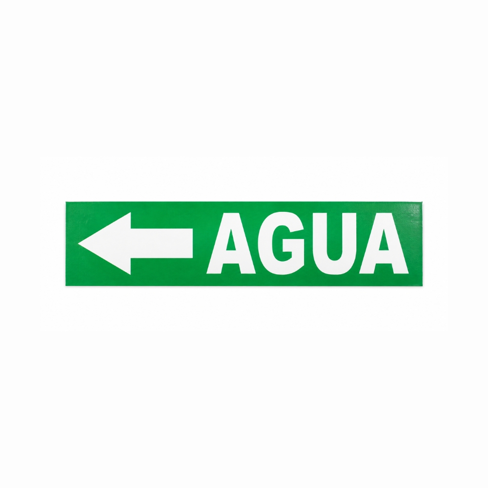 ETIQUETA P/ TUBERIA AGUA FLECHA IZQUIERDA 15 X 3.5