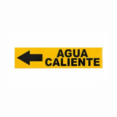 ETIQUETA P/ TUBERIA AGUA CALIENTE FLECHA IZQUERDA 15 X 3.5