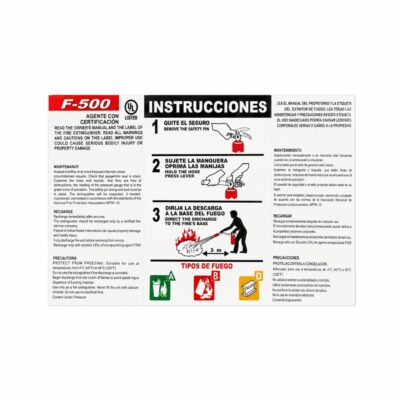 ETIQUETA INSTRUCCION Y USO EXTINTOR F500